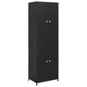 Vrtni ormarić za pohranu crni 59 x 40 x 180 cm od poliratana
