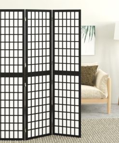 Sklopiva sobna pregrada 3 panela japanski stil 120x170 cm crna