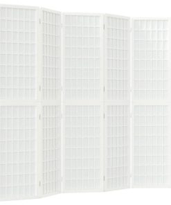 Sklopiva sobna pregrada 5 panela japanski stil 200x170cm bijela