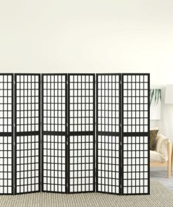 Sklopiva sobna pregrada 6 panela japanski stil 240x170 cm crna