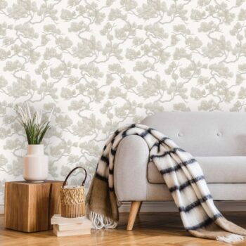 DUTCH WALLCOVERINGS zidna tapeta s uzorkom bora bijela