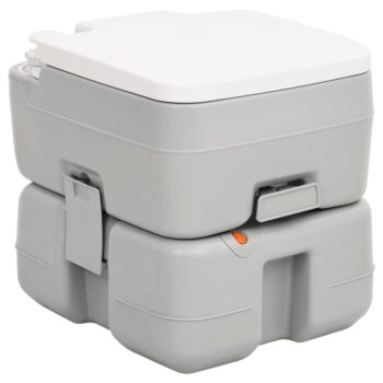 Prijenosni toalet za kampiranje sivo-bijeli 15 + 10 L HDPE