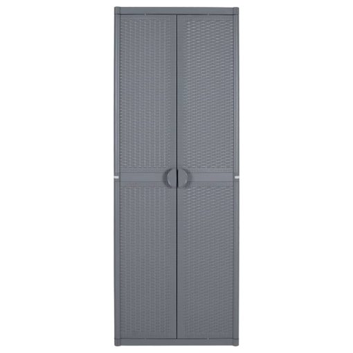 Vrtni ormarić za pohranu sivi 65 x 45 x 172 cm PP ratan