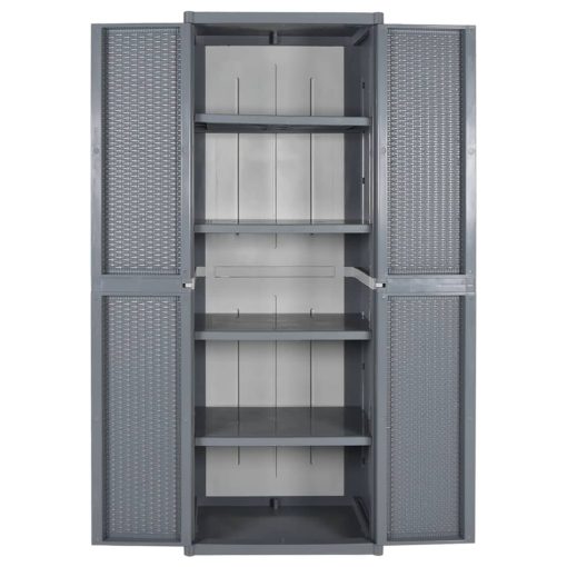 Vrtni ormarić za pohranu sivi 65 x 45 x 172 cm PP ratan - Slika 4