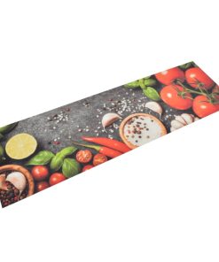 Kuhinjski tepih perivi s uzorkom povrća 45 x 150 cm baršunasti