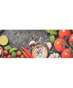 Kuhinjski tepih perivi s uzorkom povrća 60 x 180 cm baršunasti