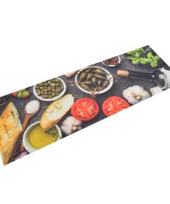 Kuhinjski tepih perivi uzorak vina i hrane 60x180 cm baršunasti