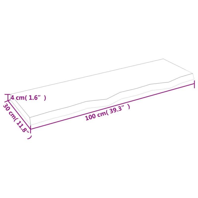 Zidna polica svjetlosmeđa 100x30x4 cm od obrađene hrastovine - Image 4