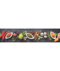 Kuhinjski tepih perivi s uzorkom začina 60 x 300 cm baršunasti