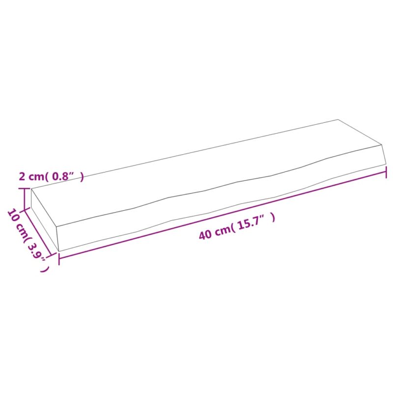 Zidna polica 40 x 10 x 2 cm od neobrađene masivne hrastovine - Slika 4