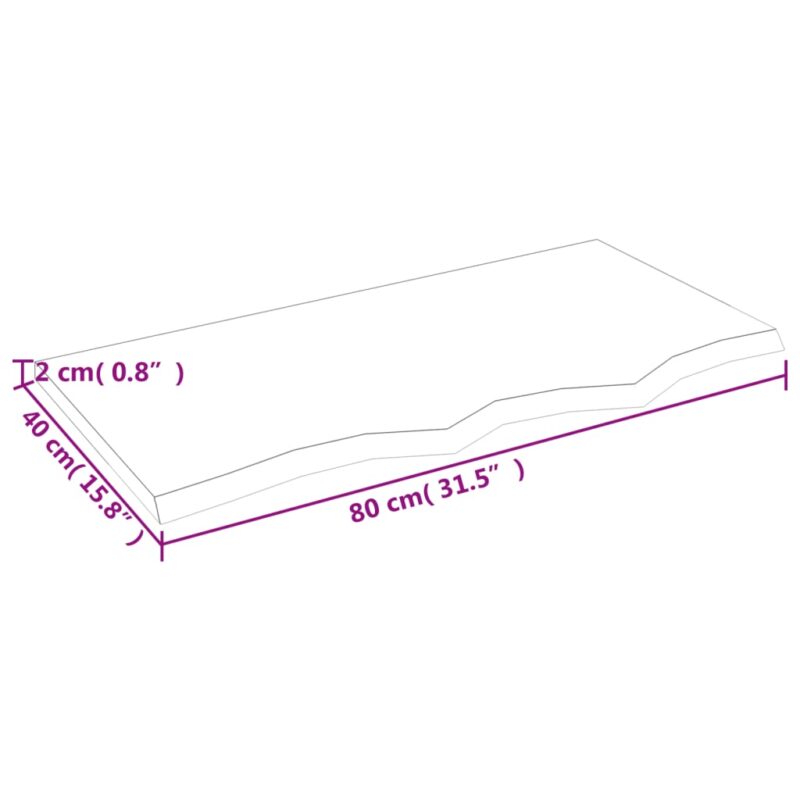 Zidna polica 80 x 40 x 2 cm od neobrađene masivne hrastovine - Slika 4