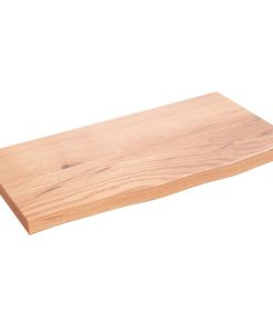 Zidna polica svjetlosmeđa 60 x 30 x 2 cm od obrađene hrastovine