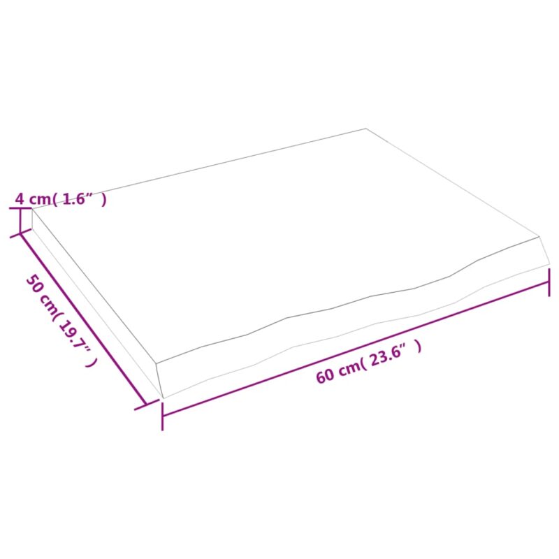 Zidna polica svjetlosmeđa 60 x 50 x 4 cm od obrađene hrastovine - Image 4