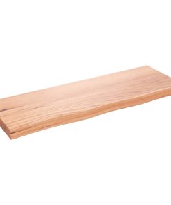 Zidna polica svjetlosmeđa 80 x 30 x 4 cm od obrađene hrastovine