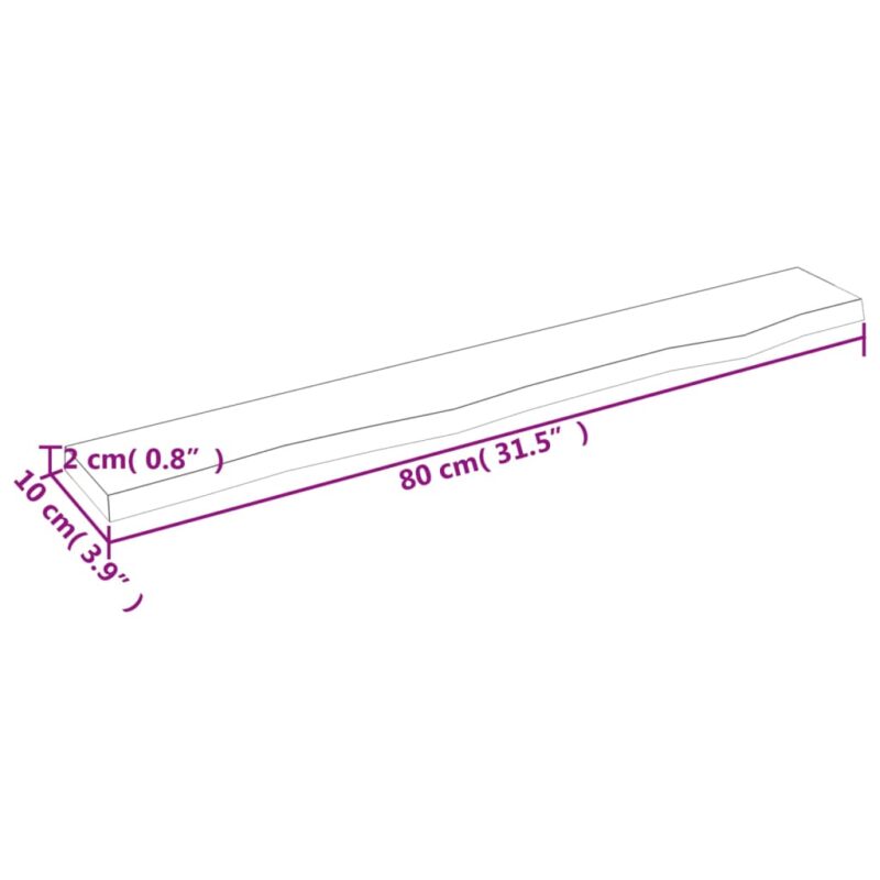 Zidna polica tamnosiva 80 x 10 x 2 cm od obrađene hrastovine - Image 4