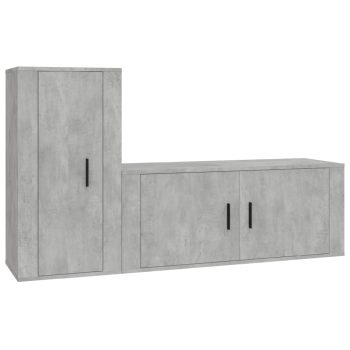 2-dijelni set TV ormarića siva betona konstruirano drvo