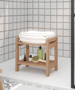 Klupa za tuš 45 x 30 x 45 cm od masivne tikovine