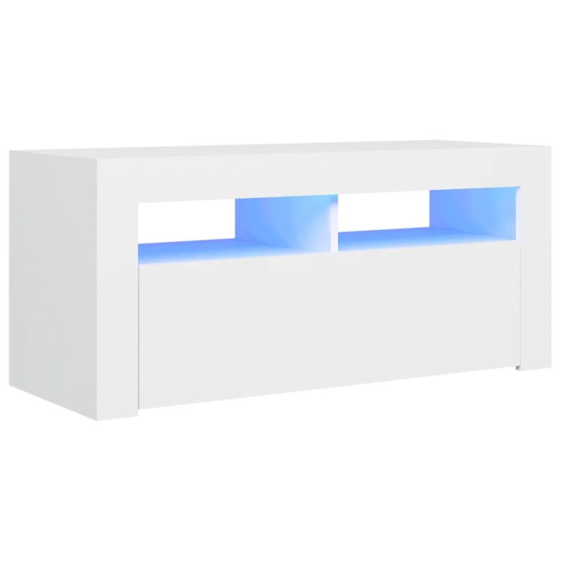 TV ormarić s LED svjetlima bijeli 90 x 35 x 40 cm