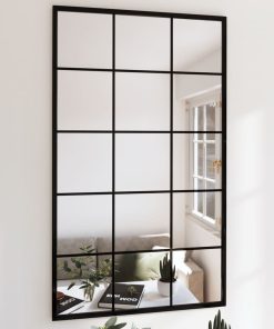 Zidna ogledala 2 kom crna 100x60 cm metalna