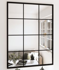 Zidna ogledala 2 kom crna 80x60 cm metalna