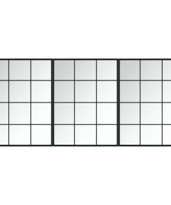 Zidna ogledala 3 kom crna 80x60 cm metalna