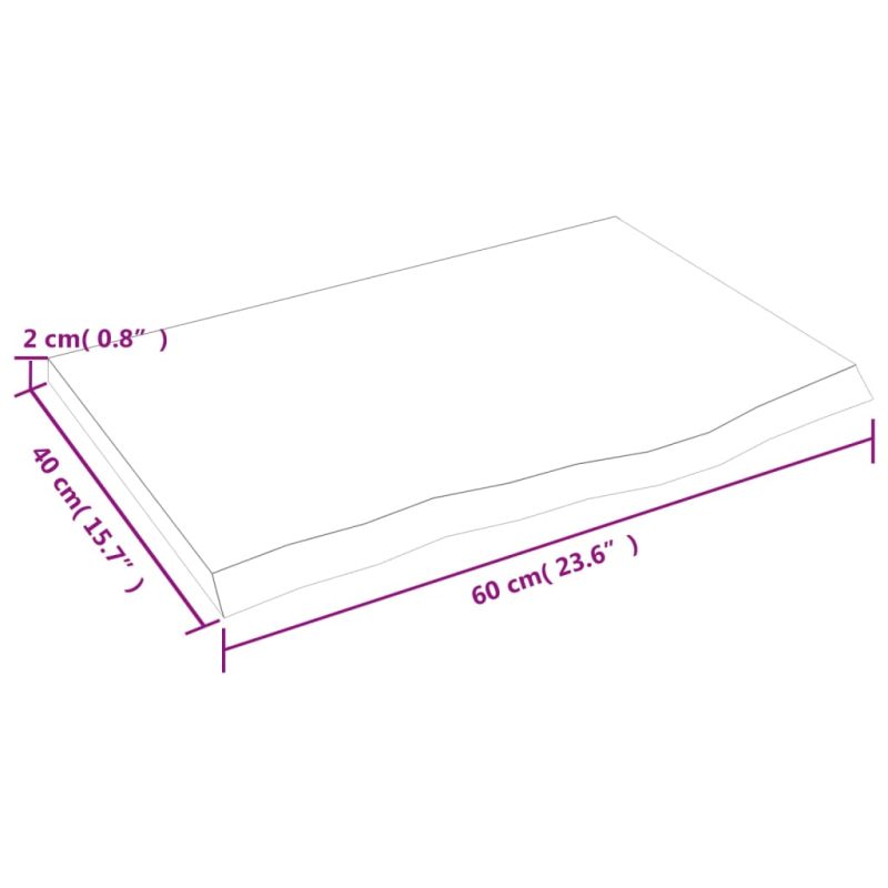 Zidna polica 60 x 40 x 2 cm od neobrađene masivne hrastovine - Slika 4