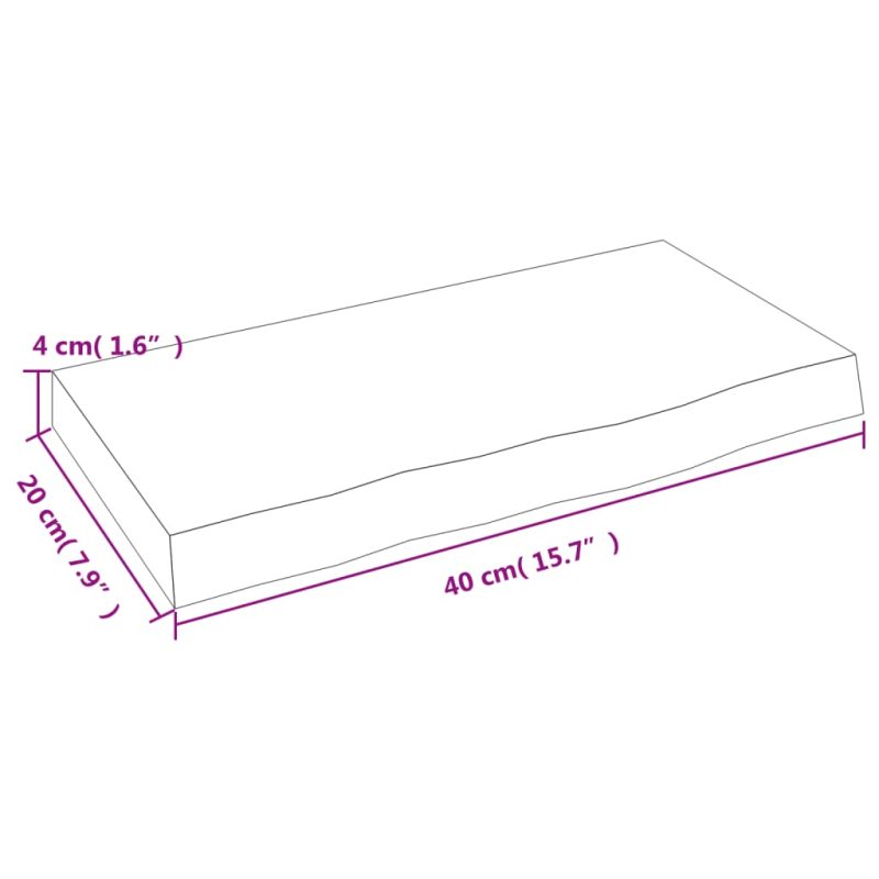 Zidna polica svjetlosmeđa 40 x 20 x 4 cm od obrađene hrastovine - Image 4