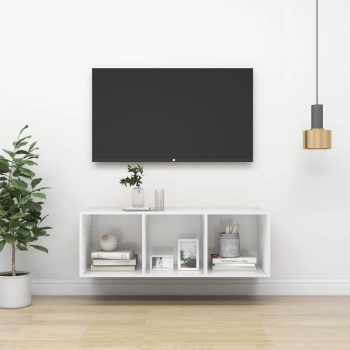 Zidni TV ormarić visoki sjaj bijeli 37 x 37 x 107 cm od iverice
