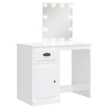 Toaletni stolić s LED svjetlima sjajni bijeli 90x42x132