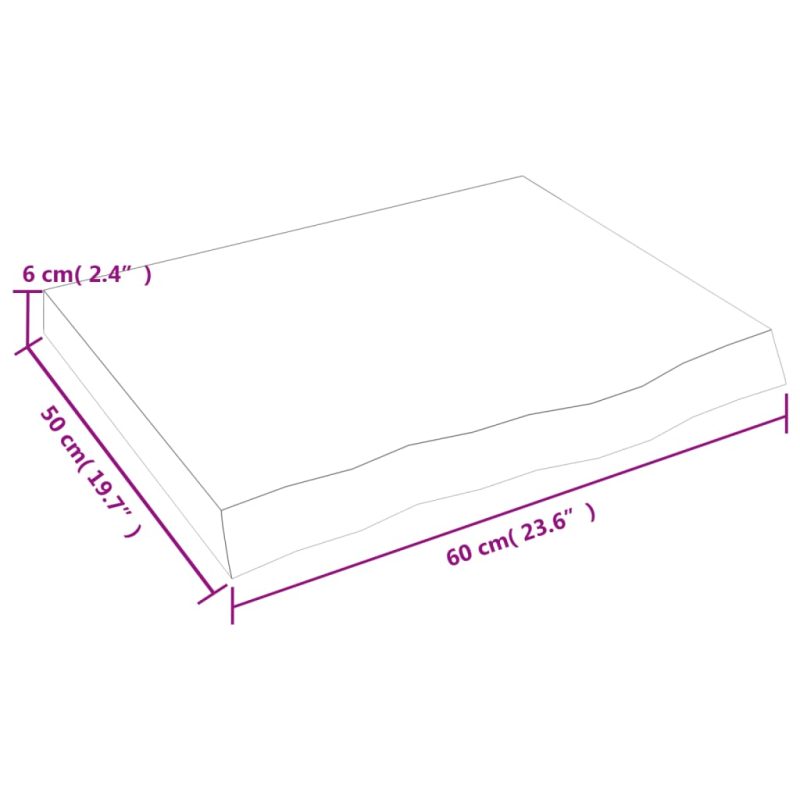 Zidna polica svjetlosmeđa 60 x 50 x 6 cm od obrađene hrastovine - Image 4