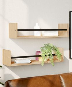 Zidne police s prečkama 2 kom boja hrasta sonome 60x16x14 cm