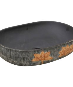 Nadgradni umivaonik sivo-crni ovalni 59x40x14 cm keramički