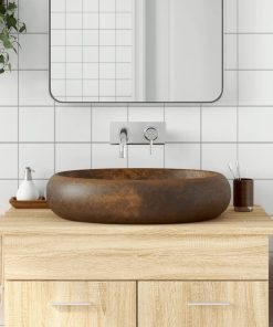 Nadgradni umivaonik smeđi ovalni 59x40x15 cm keramički