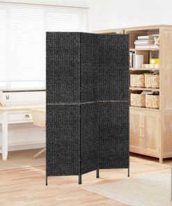 Sobna pregrada s 3 panela crna 122x180 cm od vodenog zumbula