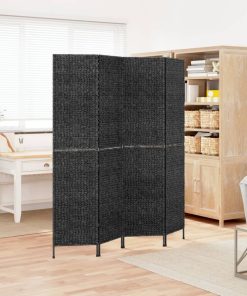 Sobna pregrada s 4 panela crna 163 x 180 cm od vodenog zumbula