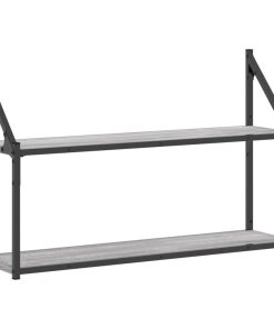 Zidna polica s 2 razine sivog hrasta sonome 80x21x51 cm drvena