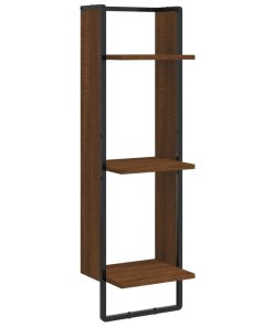 Zidna polica s 3 razine smeđa boja hrasta 30x25x100 cm drvena