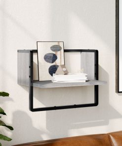 Zidna polica s prečkom boja hrasta sonome 40x25x30 cm