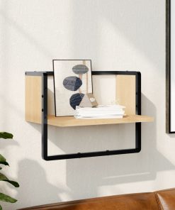 Zidna polica s prečkom boja hrasta sonome 40x25x30 cm