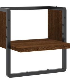 Zidna polica s prečkom boja smeđeg hrasta 30 x 25 x 30 cm