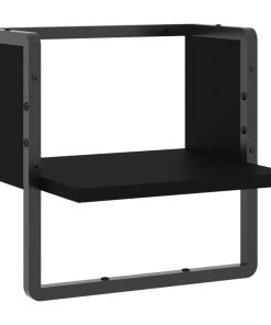 Zidna polica s prečkom crna 30x25x30 cm