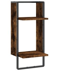 Zidna polica s prečkom dimljena boja hrasta 30x25x65 cm
