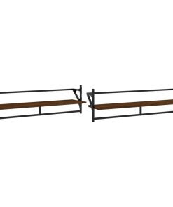 Zidne police s prečkama 2 kom smeđa boja hrasta 100x25x30 cm