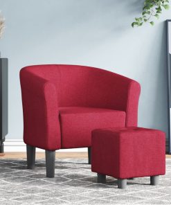 Fotelja s tabureom crvena boja vina od tkanine