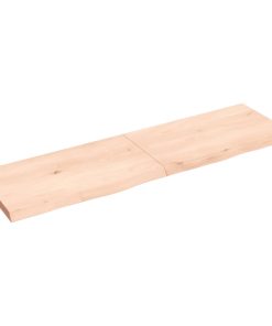 Zidna polica 140 x 40 x (2-4) cm neobrađena masivna hrastovina