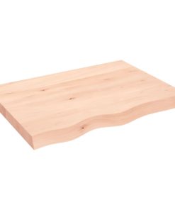 Zidna polica 80 x 60 x (2 - 6) cm neobrađena masivna hrastovina