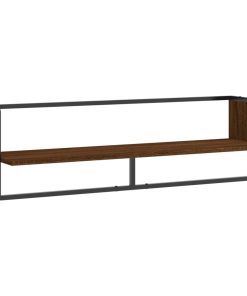Zidna polica s prečkom boja smeđeg hrasta 100x25x30 cm