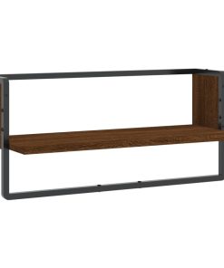 Zidna polica s prečkom boja smeđeg hrasta 65x25x30 cm