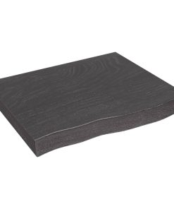 Zidna polica tamnosiva 60x50x(2-6) cm od obrađene hrastovine