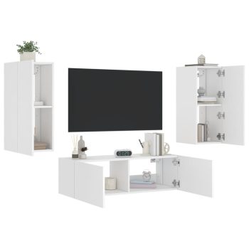 3-dijelni zidni TV ormarići s LED svjetlima bijeli